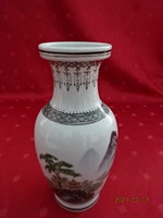 Kézzel festett japán porcelán váza, magassága 16,5 cm.