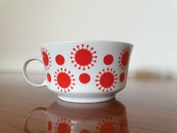 Retro Alföldi porcelán piros mintás régi teás bögre 1 db