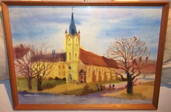 Osváth Miklós (1935-2004) Keszthelyi délután (50x70) (Őszi séta)