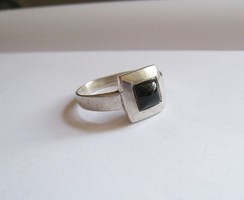 Négyzet alakú, Onix köves ezüst gyűrű, férfi, női