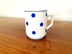 Régi Zsolnay porcelán kék pöttyös bögre régi teás csésze