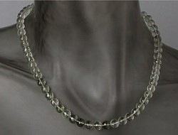 Praziolite / green amethyst gemstone necklace blue sterling silver /925/ lock 150ct !--New