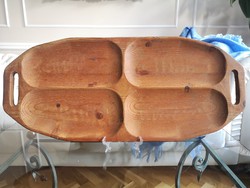 Kézzel vájt, erdélyi, óriás fa kínáló tál, tálca , 81 x 35 cm