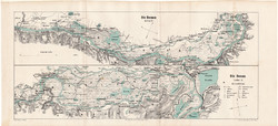 Duna térkép 1881, XIV. és XV. szakasza, német, folyó, Silistria, Topalo, Hirsova, Braila, Galaz