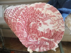 Angol jelenetes, Cotswold rózsaszín süteményes tányér, 6 db