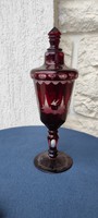 1.Rubin pickled, burgundy polished ground glass lid, antique very elegant, showcase decoration, luxury