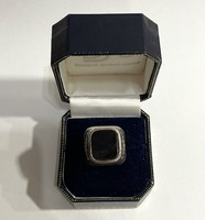 Ónix köves pecsétgyűrű-kockás mintázattal