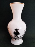 Gyönyörű antik 19. sz-i festett tejüveg sziluett váza