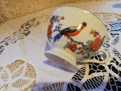 Eladó régi porcelán Cseh madaras, virágos gyönyörű talpas csésze!