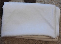 Old white damask tablecloth - tablecloth