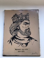 Egyedi Salamon király Zománc tábla kép szignózott - 