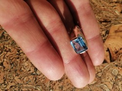 Kék köves, jelzett ezüst gyűrű