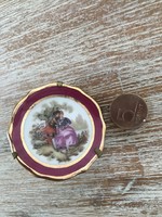 Antique mini french porcelain bowl with romantic scene