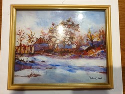 Hagyatékból eladó Katona Bálint 20x25-ös Téli táj című festménye.