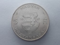 Magyarország Ezüst Kossuth 5 Forint 1947 - Magyar 5 forintos 1947 pénz, érme