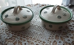 Hungarian handcrafted sideboards with ceramic lids, holders, with decorative patterns, flawless