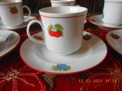 Alföldi porcelán gyümölcs mintás kávés csészék 6 db