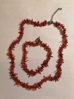 Coral necklace with bracelet (730)