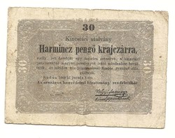 1849 es 30 pengő krajczárra Kossuth bankó papírpénz bankjegy 1848 49 es szabadságharc pénze e o
