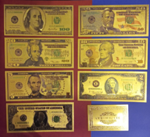 24 kt arany amerikai dollár sor bankjegy certificáttal
