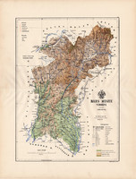 Bars megye térkép 1888 (3), vármegye, atlasz, Kogutowicz Manó, 43 x 56 cm, Gönczy Pál, nagy méret