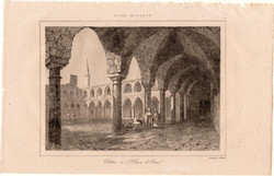 Akkó kolostor (11), acélmetszet 1848, eredeti, 10 x 14, metszet, Szíria, St. Jean d'Acre, Izrael
