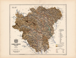 Sáros megye térkép 1887 (3), vármegye, atlasz, Kogutowicz Manó, 43 x 56 cm, Gönczy Pál, eredeti