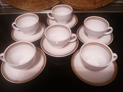 Kahla régi német porcelán kávés /mokkás készlet 6 személyes, aranyozott 