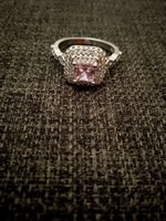 Ezüst gyűrű pink   cirkón kővel AKCIÓ !!