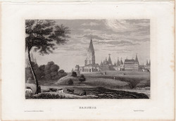 Carszkoje Szelo, acélmetszet 1860, Meyers Universum, eredeti, 10 x 16, Zarskoe, Oroszország, cári