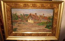 Action ! 1905s original barsy adolf / 1872-1913 / painting Art Nouveau frame farm world