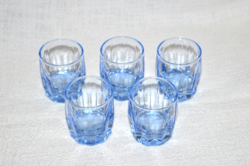 5 db szép régi kék likőrös pohár   ( DBZ 00111 )