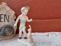 Aquincumi fiú nyúllal , nipp figura nosztalgia darab 35