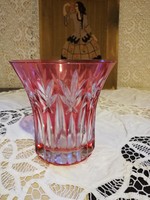 Eladó antik ólom kristály váza rózsaszin színben!