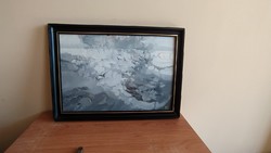 Kárpáti Gusztáv jellegzetes festménye Téli reggel