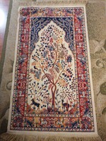 Eredeti Herat 'Art Silk' szőnyeg életfa mintával, állatmotívumokkal, hibátlan állapotban, címkével