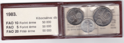 FAO 10; 5; Ft-os és 20 filléres érmék 1983
