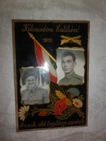 Régi üveg katona emlékkép fotóval katonaidőm emlékére 1957