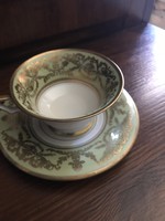 Győnyőrű gyűjtői Bavaria zöld, arany mintás csésze tányérral