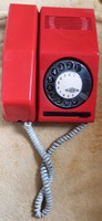 Piros MM tárcsás vezetékes telefon