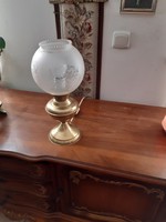 Antik csiszoltbúrás réz asztali lámpa