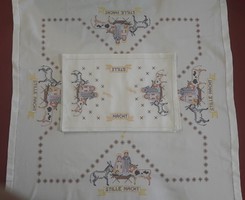 Christmas cross-stitched tablecloth set