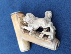 Tajték pipa oroszlán figuràlis, antik, különleges darab!