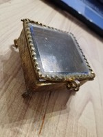 Antik pici réz-üveges kis dobozka