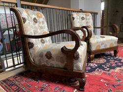 Art deco / Biedermeier felújított fotel pár, párban