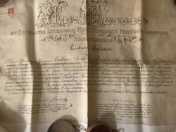A kolozsvári   Ferenc-József Egyetem jogász diplomája , oklevél  bőrre írva  és papírra  kasírozva