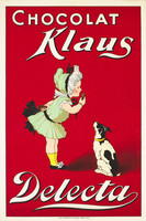 Vintage csokoládé édesség csoki reklám plakát reprint nyomat kislány gyerek aranyos foltos kutya