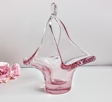 Rózsaszín Bohémia üveg tál