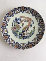 Vintage old vieux rhodes boch belgian hand painted porcelain bowl, decorative bowl, decorative plate, plate
