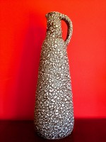 Iparművészeti különleges Bod Éva stílusú repesztett mázas, rücskös kerámia váza   29,5 cm